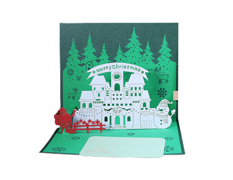 3D Christmas Greeting Card Portable Folding Three-dimensional Blessing Message Card for Christmas Holiday C