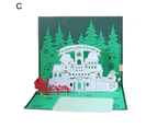 3D Christmas Greeting Card Portable Folding Three-dimensional Blessing Message Card for Christmas Holiday C