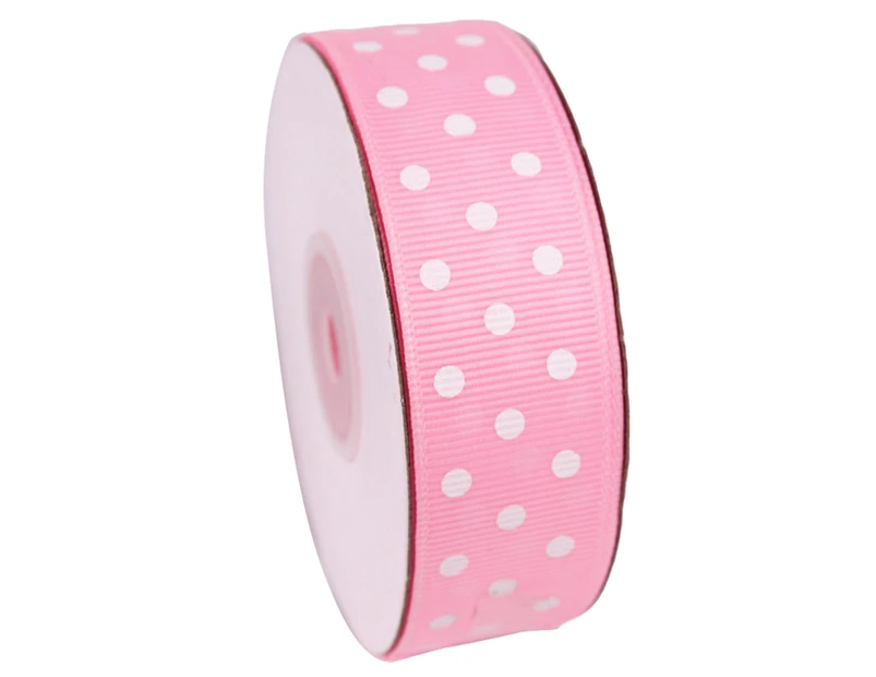 25 Yards Dot Print Satin Ribbon Bow Packing Craft Wedding Party DIY Decoration Pink