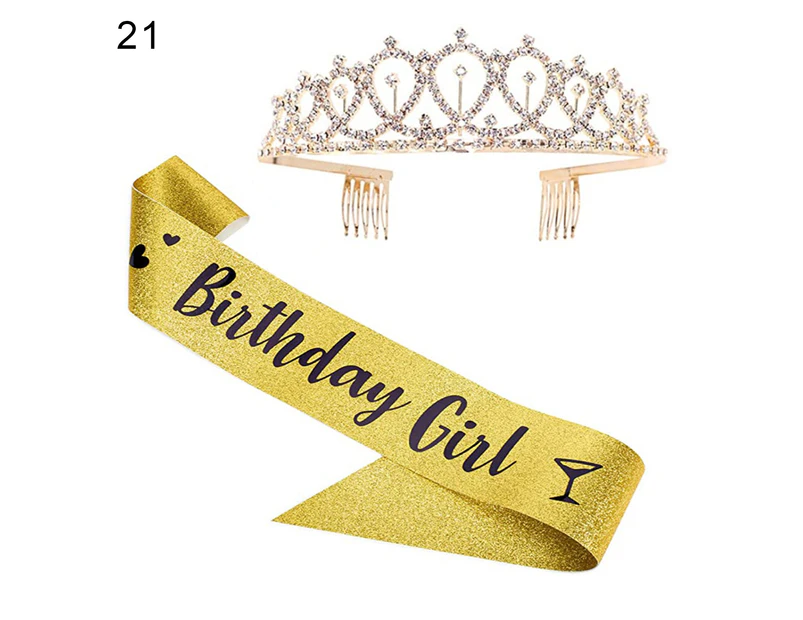 1 Set Shoulder Strap Pretty Hair Accessories Women Queen Crown Party Decoration for Birthday 21