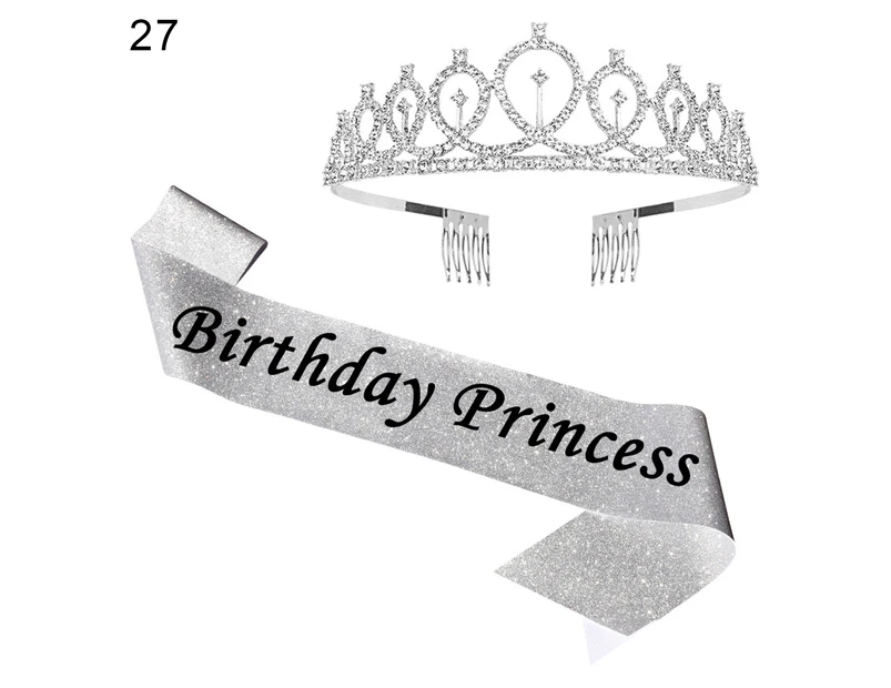1 Set Shoulder Strap Pretty Hair Accessories Women Queen Crown Party Decoration for Birthday 27