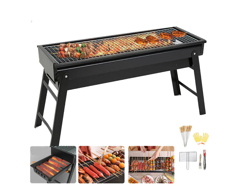 Charcoal BBQ Grill Portable Smoker Barbecue Outdoor Foldable Camping Set