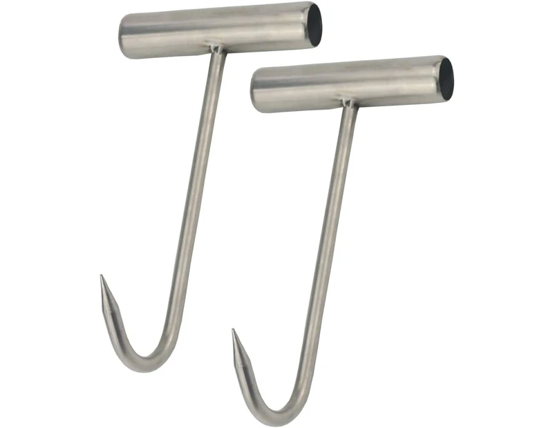 2pcs Stainless Steel T Hooks T-Handle Meat Boning Hook for Kitchen Butcher Shop Restaurant BBQ Tool