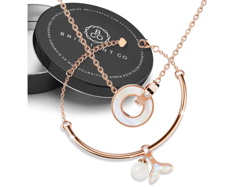 Boxed Pretty in Nacre Necklace and Bracelet Bangle Set in Rose Gold