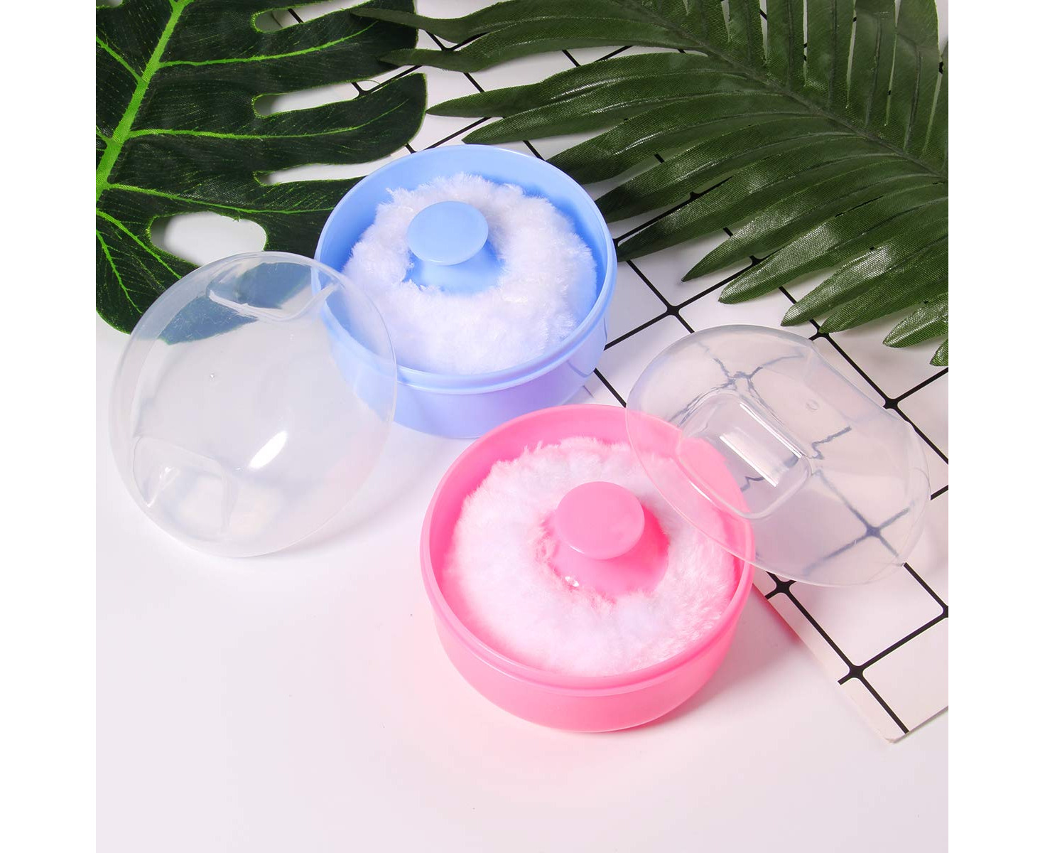 1Pcs Baby Body Cosmetic Powder Puff Body Powder Puff and Container Case,  Pink