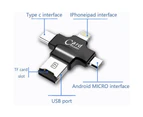 4 in 1 TF Micro SD Card Adapter External Storage Memory Expansion Helper with Type -C,Micro USB,USB 2.0,Lightning Connector for iPhone/iPad/Android/Mac/PC
