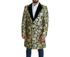 Dolce & Gabbana DOLCE & GABBANA Jacket SICILIA Green Gold Jacquard Long Coat