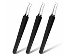 3 Pieces Blackhead Tweezers Acne Blemish Stainless Steel Blemish Extractor Tool ,Curved Tweezer Skin Blackhead Remover Tools (Black)