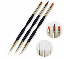 3 Pcs Nail Drawing Pen, Dual End Nail Art Pen Brush Acrylic Round Flat Painting Drawing Liner Nail Tools