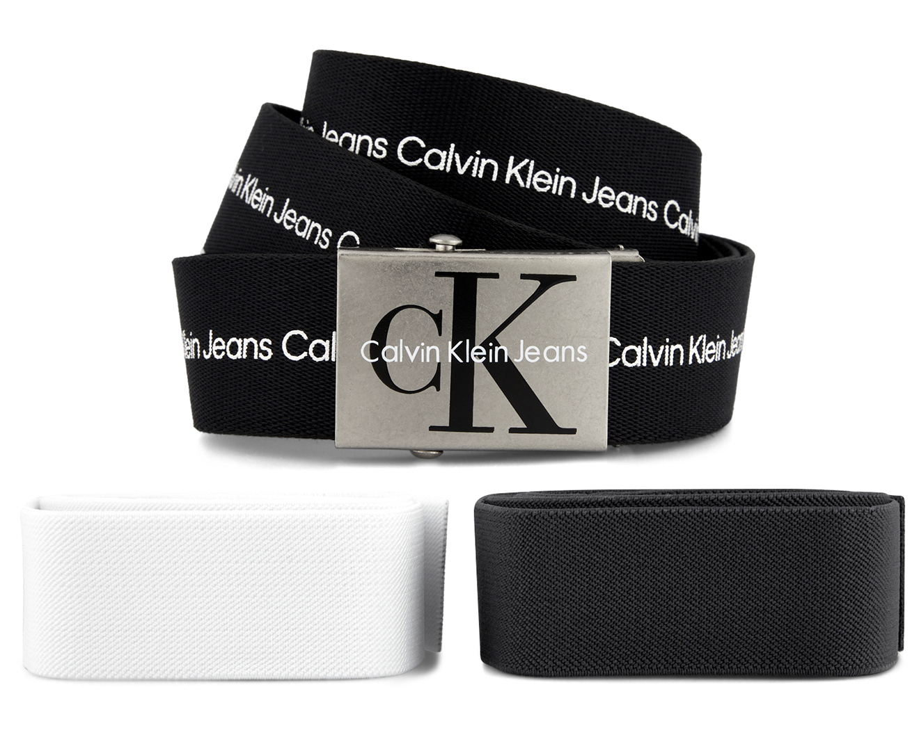 Calvin Klein Jeans Men's One Size Web Belt Set - Black/Dark Grey/White ...