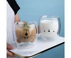 Cute Bear Tea Cup Double Wall Glass Milk Coffee Bear Mug with Handle