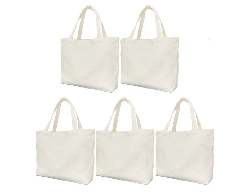5 Pcs Reusable Canvas Tote Bags,Large Grocery Shopping Bag Lightweight & Washable, Multi-purpose Blank Cloth Bags for Craft DIY Drawing Bag,Gift Bags