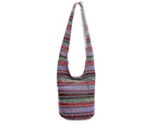 Women Hippie Shoulder Bags Fringe Large Purses Ethnic Tote Handbag Travel Bag - Wine red