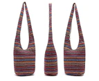 Women Hippie Shoulder Bags Fringe Large Purses Ethnic Tote Handbag Travel Bag - Black