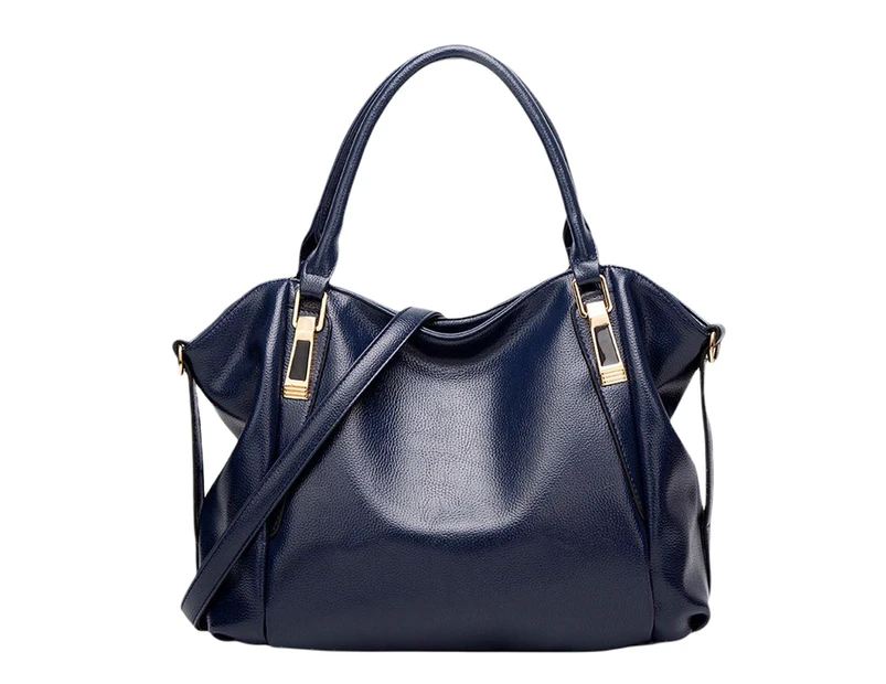 KAXIDY PU Leather Laptop Tote Bag Shoulder Women's Handbag Navy Blue
