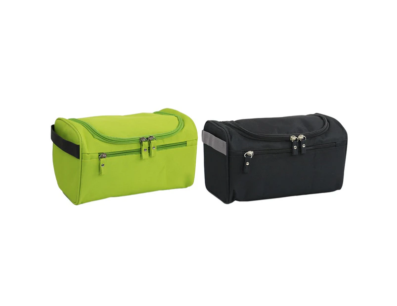 2-Piece Portable Large Toiletry Travel Bag - Green and Black