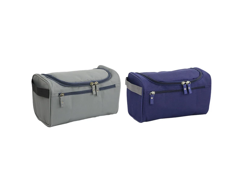 2-Piece Portable Large Toiletry Travel Bag - Grey and Navy