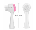 Face Brush - Manual Facial Cleansing Brush and Pore Cleansing Manual Dual Face Brush for Sensitive, Delicate, Dry Skin (Pink)