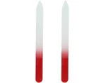 Professional Manicure Glass Fingernail Files, Gentle Precision Filing,-Premium Czech Glass Files - Long red
