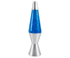Blue Retro Glitter Lava Lamp with Silver Base