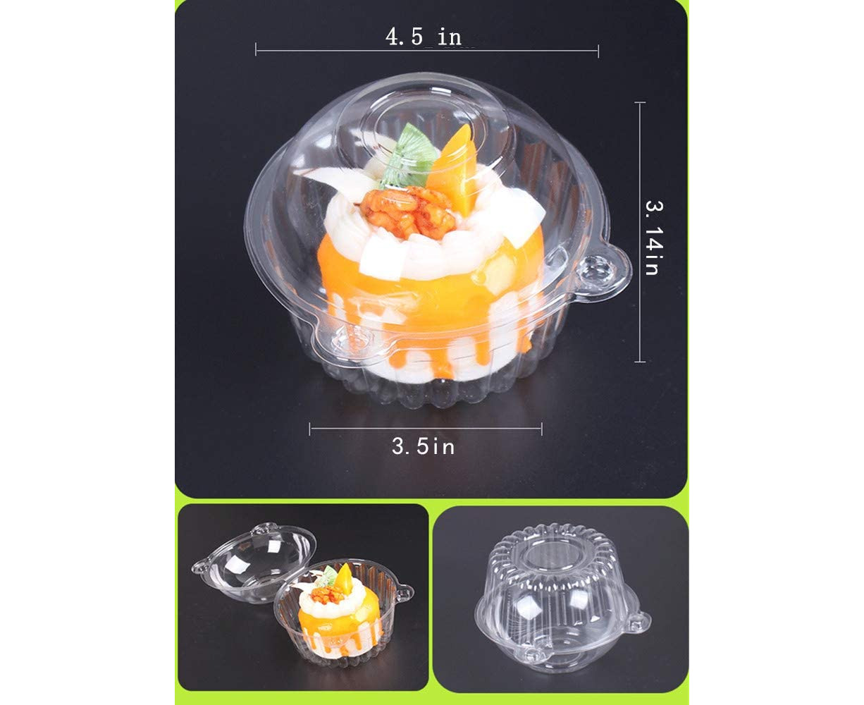 100pcs Clear Plastic Single Cupcake Cake Case Muffin Dome Holder