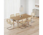 Blaire Set of 2 Cantilever Rattan Dining Chairs in Natural & Chrome