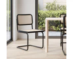 Blaire Set of 2 Cantilever Rattan Dining Chairs in Natural & Black