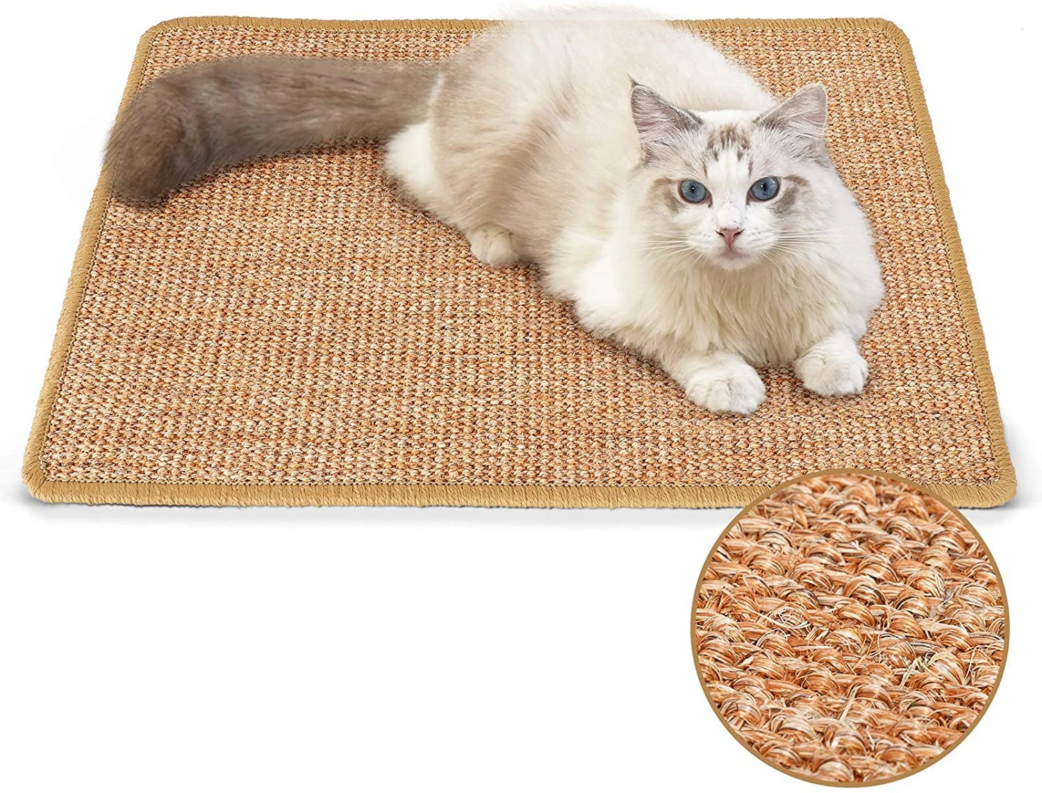 Cat Scratcher Mat,23.6 X 15.7 Inch Natural Sisal Cat Scratch Mats,Horizontal Cat Floor Scratching Pad Rug,Protect Carpets and Sofas