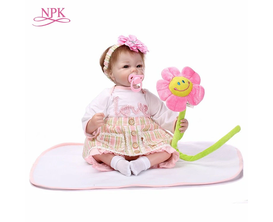 NPK reborn doll with soft real gentle  touch Free shipping very soft 22inch baby doll lifelike soft silicone vinyl