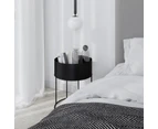 Nyah Round Storage Side Table Matte Black in Stainless Steel