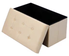 BoxSweden 76cm Ottoman Faux Velvet Storage Cube - Cream