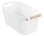 Boxsweden 3L Sortea Storage Basket w/ Wood Handle - White/Natural
