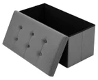 Boxsweden 76cm Ottoman Faux Velvet Storage Cube - Grey