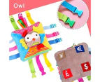 Sensory Activity Learning Motor Skills Toys For Infant Kids With Built-in Bell Plush Counting Number Buckle Symbol and Number Owl (Crepe Paper)