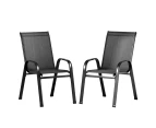 2X Outdoor Stackable Chairs Lounge Chair Bistro Set Patio Furniture