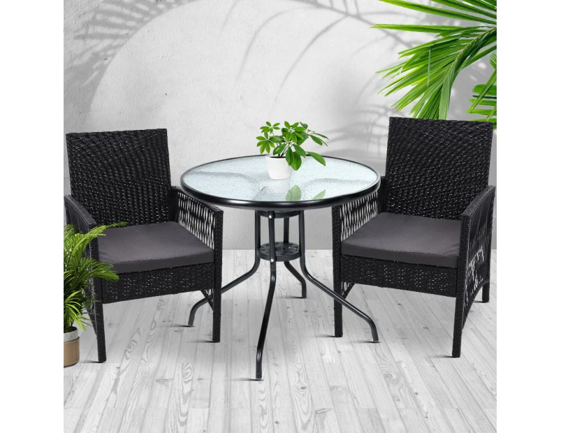 Outdoor Table and 2 Chairs Bistro Style Set