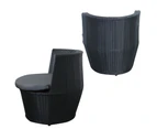 3pc Lounge Set Outdoor Furniture Rattan Wicker Chair Glass Coffee Table Garden Patio