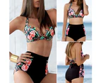 Sexy Floral Bikini Set Push-Up Bra High Waist Briefs Women Swimwear Swimsuit