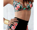 Sexy Floral Bikini Set Push-Up Bra High Waist Briefs Women Swimwear Swimsuit