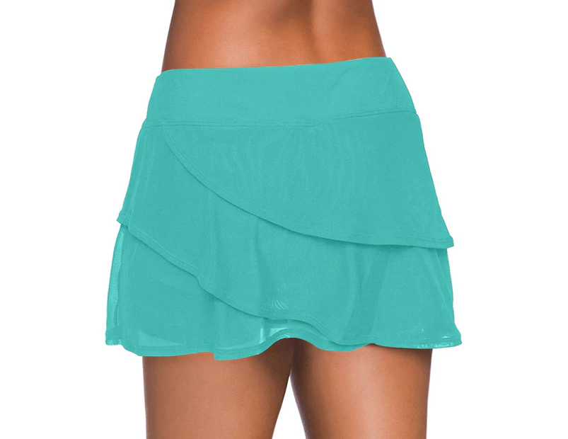 Swim Shorts Solid Color Ruffles Summer Simple Slim-fitting Boardshorts for Swimming-Green