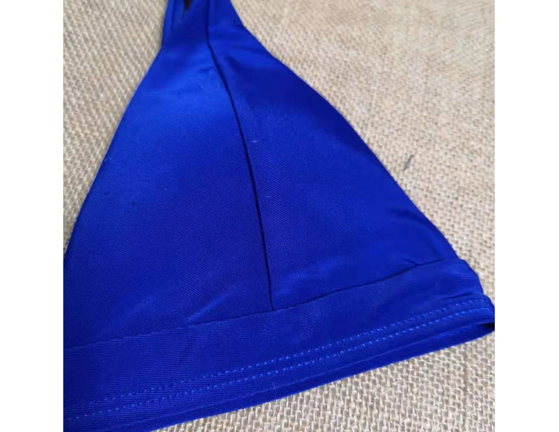 Spaghetti Straps Padded Sexy Bikini Skinny Triangle Bra High Waist Briefs Swimsuit for Beach-Blue