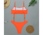 Summer Monokini Square Neck Chain Hoop Metal Summer Swimsuit for Beach-Orange