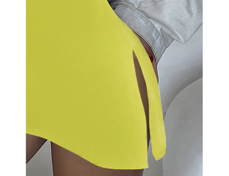 Women Swimsuit Eye-catching Wear Resistant Polyester Women Crossover Skirt Bathing Suit for Lady-Yellow