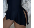Women Swimsuit Eye-catching Wear Resistant Polyester Women Crossover Skirt Bathing Suit for Lady-Black