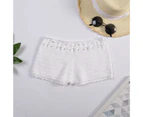 Women Shorts Eye-catching Wear Resistant Acrylic Fiber Women Hollow Out Mini Shorts Summer Swimwear for Girl-White