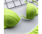 Spaghetti Straps Padded Underwire Sexy Bikini Triangle Bra High Waist Briefs Swimsuit for Water Activity-Fluorescent Green