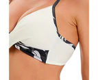 Swimsuit V-Neck Sling Delicate Printing High Waist Swimsuits Beachwear for Travel-Black White