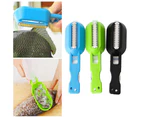 Portable Fish Skin Scale Remover Scraper Peeler Scaler Cleaner Home Kitchen Tool-Blue