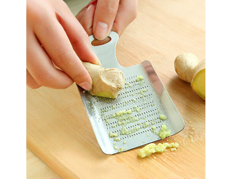 Lemon Zester Kitchen Cook Tool Garlic Grater Ginger Press Crusher Spice Grinder-Silver