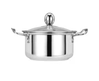 16cm Stainless Steel Mini Soup Induction Cooker Universal Pot with 2 Handle-Silver